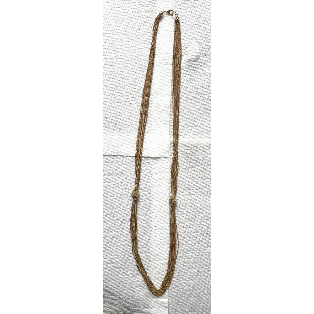 Multi-Strand‎ Double Knot Gold Tone Long Necklace Trendy Boho Fashion Jewelry